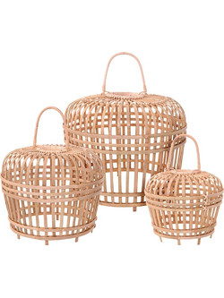 Bamboo Σετ Φωτιστικά Αμπαζούρ 3 τεμαχίων με διάμετρο 35 cm - Aria Trade