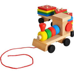Εκπαιδευτικό Ξύλινο Τρενάκι XL με τουβλάκια, Wooden Educational Train - Aria Trade