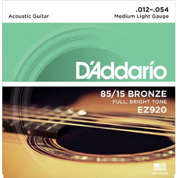 D'Addario EZ920 Σετ 6 Χορδές Ακουστικής Κιθάρας Bronze 12-54" Medium Tension