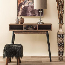 ΚΟΝΣΟΛΑ Fylliana Home ΜΑΥΡΟ ΜΕ GREY OAK 90x35x75εκ 271-00-025