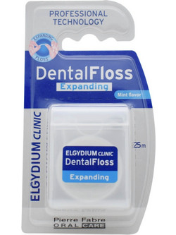 Elgydium Clinic DentalFloss Expanding AntiPlaque Mint Κερωμένο Οδοντικό Νήμα με Γεύση 25m