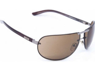 Loewe SLW178 568/75 Ανδρικά Γυαλιά Ηλίου Μάσκα Κοκάλινα Μαύρα με Καφέ Polarized Φακό