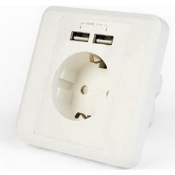 ENERGENIE AC WALL SOCKET WITH 2 PORT USB CHARGER 2,4A WHITE