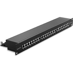 deleyCON CAT6 Network Panel 24-Port Desktop 19-Inch Rack Integration Server Mounting (Black)