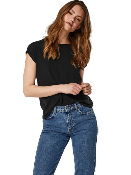T-shirt loose fit μαύρο 10187159 Vero Moda