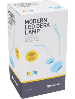PLATINET DESK LAMP 3W FLEXIBLE WITH CLIP BLUE