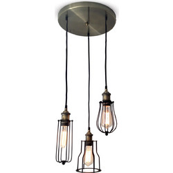 Home Lighting Magnum Syrma Κρεμαστό Φωτιστικό Οροφής Πλέγμα Τρίφωτο E27 Μαύρο 77-2443