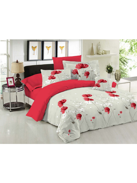 Le Blanc Σετ Σεντόνια Υπέρδιπλα Βαμβακερά 240x270cm Anemone Red