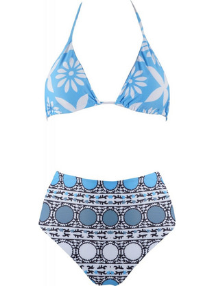 Gsecret Bikini Set Τριγωνάκι με Ενίσχυση Ψηλόμεσο Γαλάζιο SE6128-13744
