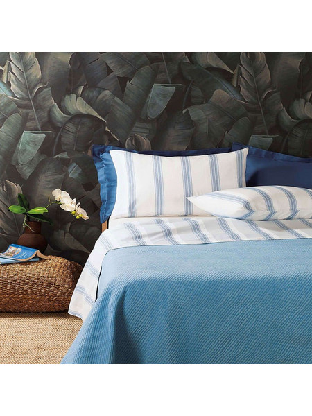 Σεντόνια Σετ 4τμχ Gili B1 Blue Zucchi King Size 250x280cm 100% Βαμβάκι