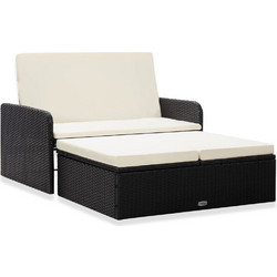 vidaXL Σετ Σαλόνι Κήπου Rattan 2τμχ Μαύρο 46078