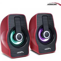 Audiocore Ac855 Ηχεία Υπολογιστή 2.0 6W με RGB Φωτισμό Black Red