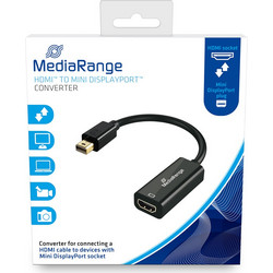 Καλώδιο MediaRange HDMI High Speed to Mini DisplayPort converter, gold-plated, HDMI socket/Mini DP plug, 10 Gbit/s data transfer rate, 15cm, black (MRCS176)
