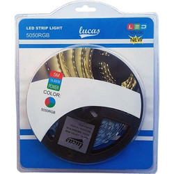 Ταινία LED RGB Εναλλαγής Χρωμάτων Lucas 5m Αυτοκόλλητη Με τηλεχειριστήριο Και Τροφοδοτικό 12V