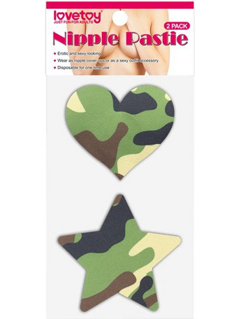 LOVETOY PACK NIPPLE COVERS STAR AND HEART CAMOUFLAGE