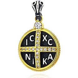 Μενταγιόν Κωνσταντινάτο Anastasios Creations από Επιχρυσωμένο Ασήμι 925 με Πέτρες Ζιργκόν 039083