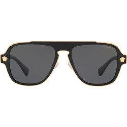 Versace VE2199 1002/81 Ανδρικά Γυαλιά Ηλίου Aviator Κοκάλινα Μαύρα με Μαύρο Polarized Φακό