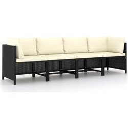 vidaXL Τετραθέσιος Καναπές Εξωτερικού Χώρου Rattan Μαύρος 60x60x60cm 313515
