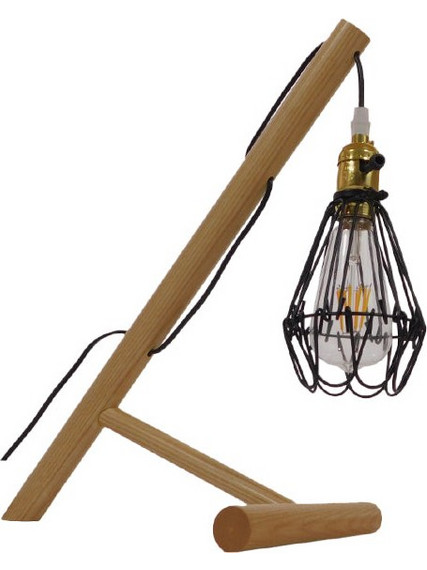 Globostar Elma 10001335 Πορτατίφ Ε27 Μαύρο Καφέ Π22.5xΥ42cm