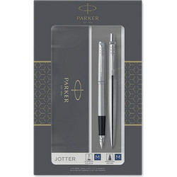Parker Jotter Cr Duo Stainless Steel (FP-BΡ) Σετ Στυλό Διαρκείας 2τμχ 1171.9022.08