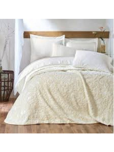 Κουβέρτα Υπέρδιπλη Τύπου Βελουτέ Floral CREAM 220X240cm AN24