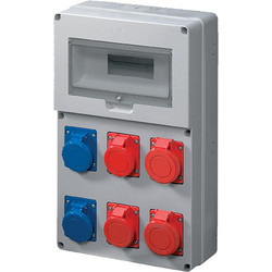 BOARD EC69025 WITH IND.SOCKETS SCHUKO TYPE 2*16+ 1*1P+N+E 16A+ 2*3P+E 16A+ 1*3P+E 32A IP44 - 53EC690256A6