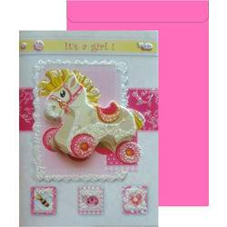 Ευχετήριο Mini Καρτάκι Γέννησης - Βάπτισης 3D Glitter 7x10cm (BB-9982)