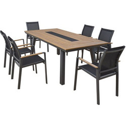 HomeMarkt Σετ Τραπεζαρία Κήπου Polywood 7τμχ Μαύρο HM5235.02