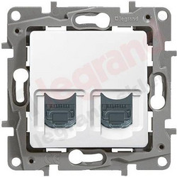 LEGRAND NILOE Διπλή Πρίζα δικτύου U/UTP 2XRJ45 CAT6 Λευκή 764574