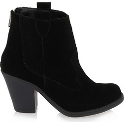 Privee Γυναικεία Μποτάκια Cowgirl Suede Μαύρα με Χοντρό Χαμηλό Τακούνι 1047