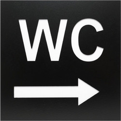 Σήμανση Αυτοκόλλητη Τετράγωνη Inox WC με Κατεύθυνση Προς Δεξιά 12x12 εκ. Μαύρο Ματ 515-16 Grekon