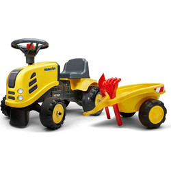 Falk Με Baby Komatsu Ποδοκίνητο Παιδικό Τρακτέρ με Καρότσα Κίτρινο