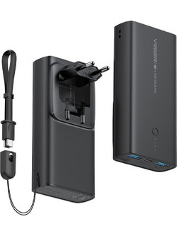 Veger ACE100 Power Bank 10000mAh 20W με 2 Θύρες USB-A Power Delivery Black