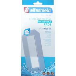 Alfashield Alfa Pads Αποστειρωμένα Αδιάβροχα Αυτοκόλλητα Επιθέματα 9x20cm 5τμχ