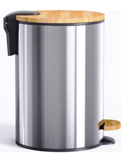 Κάδος Απορριμμάτων WC Μεταλλικός με Καπάκι Bamboo 812021 Marva Home 5lt