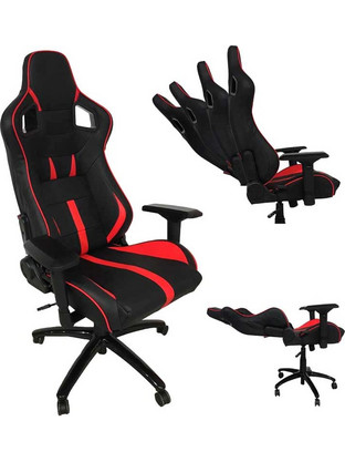 Carner Καρέκλα Gaming Δερματίνης με Ρυθμιζόμενα Μπράτσα Μαύρη Κόκκινη 2046