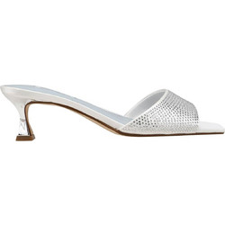 Nine West INDRAH5 Γυναικεία Πέδιλα Εκρού με Λεπτό Χαμηλό Τακούνι και Στρας