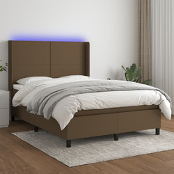 vidaXL Κρεβάτι Boxspring Υφασμάτινο με Στρώμα & LED 140x200cm 3138160