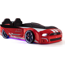 Mustang Race Car Παιδικό Κρεβάτι Αυτοκίνητο Μονό για Στρώμα 90x190cm Κόκκινο