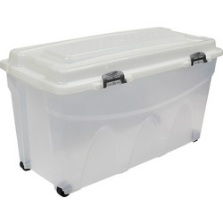 BAMA Ιταλίας Κουτί Αποθήκευσης 80x40x45cm 85lt Πλαστικό με Κλιπς και 4 Ρόδες Διάφανο IPERBOX