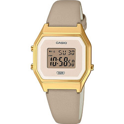 Casio Vintage Ψηφιακό Γυναικείο Ρολόι Χρονογράφος με Μπεζ Δερμάτινο Λουράκι LA-680WEGL-5EF