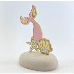 Ροζ Ουρά Γοργόνας σε Βότσαλο (8,1x5,7cm) | ΒΑ59, rin-ba59