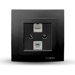 Μαύρη ματ πρίζα δικτύου RJ45-CAT6-RJ11 24381049