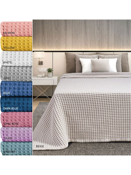 Κουβέρτα Πικέ Μονή (170x240) AdamHome Waffle SS2023 White