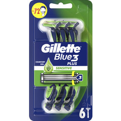 Gillette Blue 3 Plus Sensitive Ξυραφάκι μιας Χρήσης με 3 Λεπίδες & Λιπαντική Ταινία 6τμχ