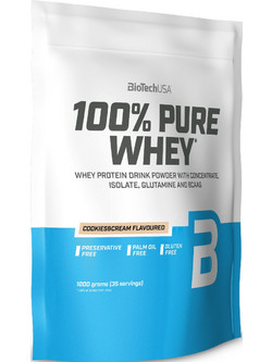 Biotech USA 100% Pure Whey Cookies & Cream Πρωτεΐνη Ορού Γάλακτος Γράμμωσης Χωρίς Γλουτένη 1kg