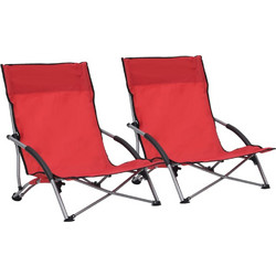 vidaXL Set Καρεκλάκι Παραλίας Κόκκινο 2τμχ 3124903