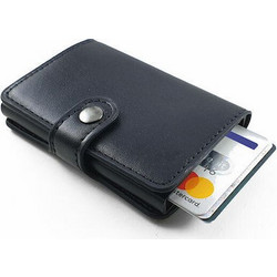 Πορτοφόλι για Πιστωτικές Κάρτες Δερματίνη με Μεταλλική Εσωτερική Θήκη μαυρο