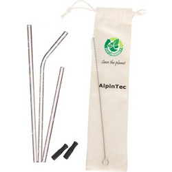 Μεταλλικά Καλαμάκια Alpintec 3 Τεμάχια Pink
