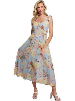 Guess Susanna Midi Καλοκαιρινό Φόρεμα για Γάμο / Βάπτιση Floral W3GK92WEKC0-P7FU